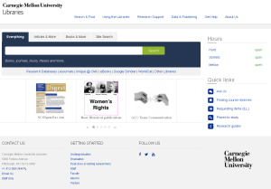 CMU Libraries homepage 1/25/2016